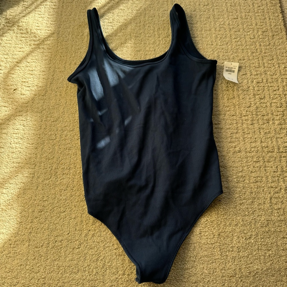 NWT Abercrombie & Fitch Navy Blue Tank Ribbed Bodysuit